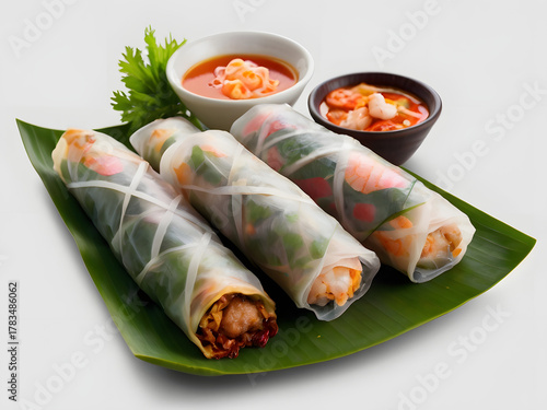 Fresh Vietnamese Spring Rolls with Dipping Sauce