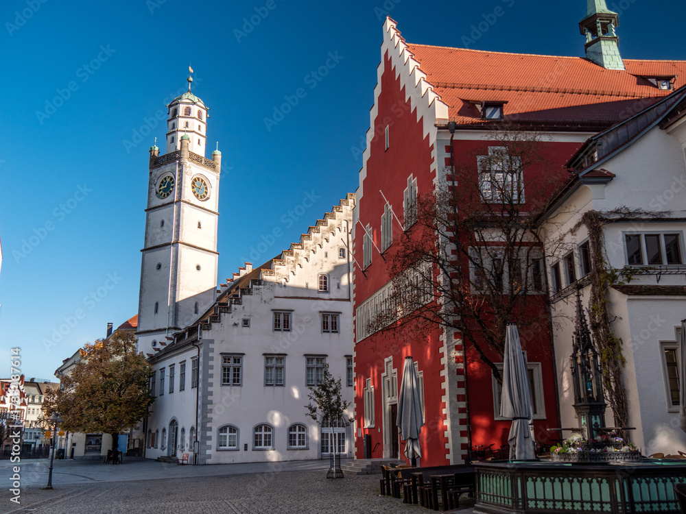 Naklejka premium Ravensburg, Deutschland: Der Blaserturm an einem Herbstmorgen