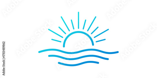 logo design sea and sun, logo for morning mood symbol, icon, idea, creative.