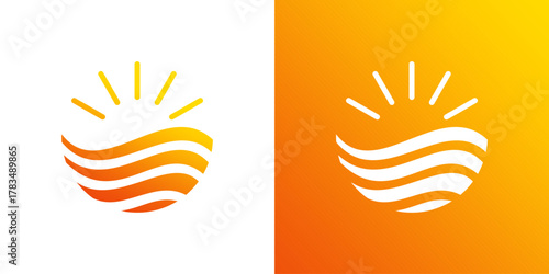 sunset logo vector. wave and sun logo, sunrise logo. logo design sun and wave,sunrise,sea,beach,design creative modern.
