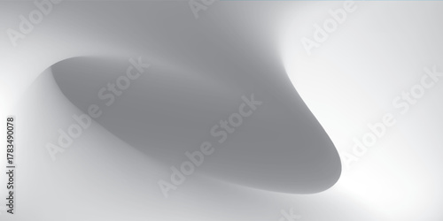 Smooth Abstract Grey and White Curved Form with Soft Shadows and Gentle Gradient Texture.
