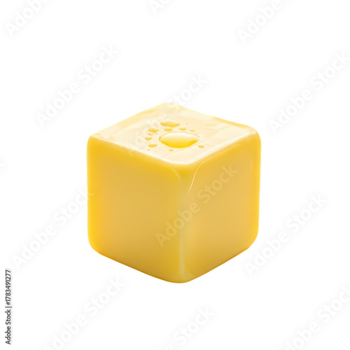 Delicious butter cube melting in warm sunshine light