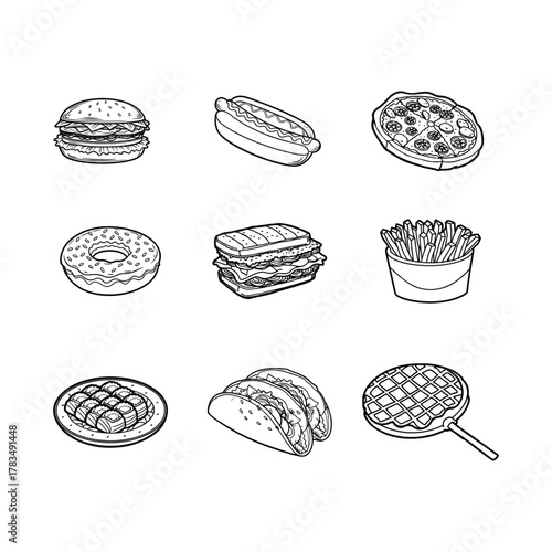 A set of prepared dishes silhouette vector isolated on white background