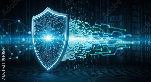 Digital Shield with Circuitry. Ai generation