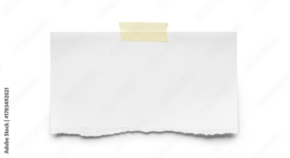 Fototapeta premium Blank Paper with Tape on White Background. Ai generation