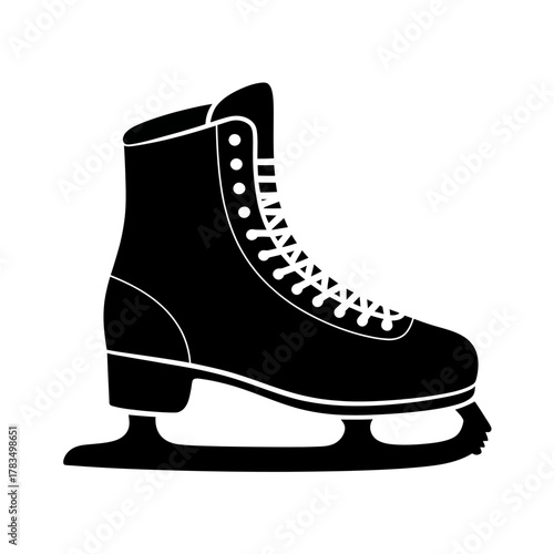 Classic black figure ice skate icon for winter sport activity