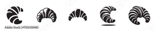 set of croissant silhouette vectors
