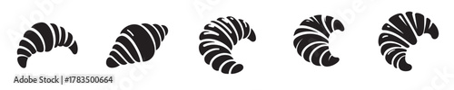set of croissant silhouette vectors