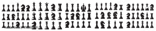 set of silhouette chess pieces vectors