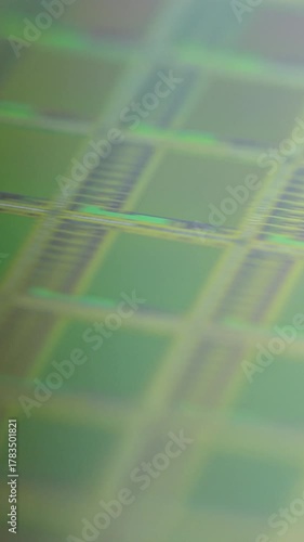 Macro shot of a silicon wafer used in semiconductor manufacturing