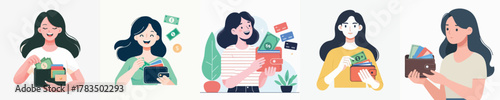 vector of woman opening wallet