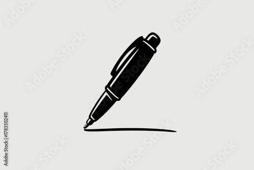 Modern fountain pen icon flat black silhouette vector illustration, isolated on transparent background, perfect for graphic design, stationery branding, digital artwork, office themes, and creative pr
