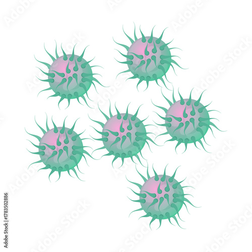 Gonorrhea Vector Illustration Exploring cells, viruses, or bacteria for science, medicine, and health. Modern abstract representation of life forms.