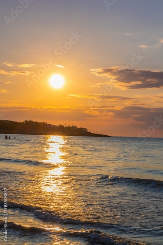 Sunset Over the Italian Sea: Golden Horizons and Tranquil Coastal Beauty
