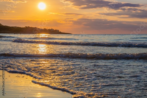 Sunset Over the Italian Sea: Golden Horizons and Tranquil Coastal Beauty