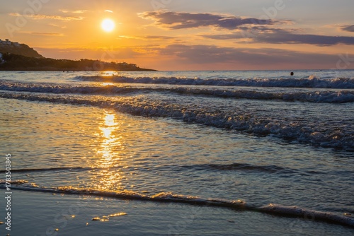 Sunset Over the Italian Sea: Golden Horizons and Tranquil Coastal Beauty