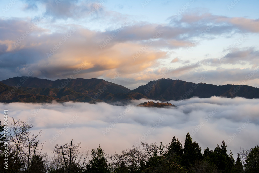 Obraz premium 兵庫県朝来市の竹田城と雲海