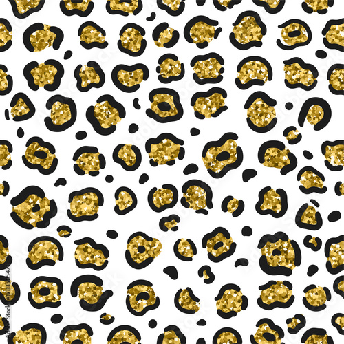 Gold glitter leopard spots pattern on white background leopard print animal print