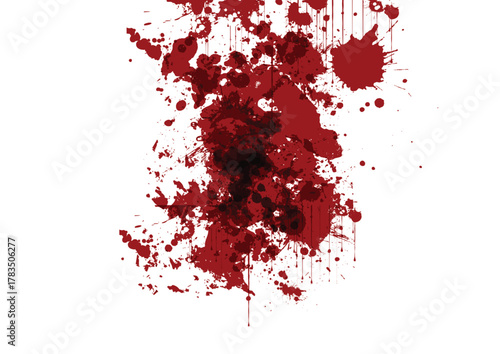 Realistic Red Blood Splatter Vector Set. Crime and Horror Graphic Design Elements. Abstract Red Color Background, Vector Illustration