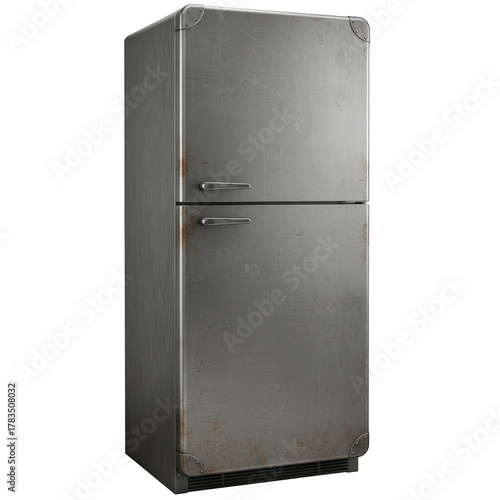 Vintage retro refrigerator appliance isolated on transparent background