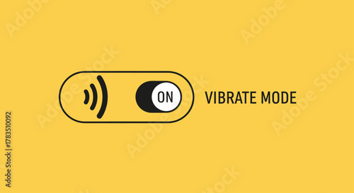 A toggle switch is turned on for vibrate mode, indicated by the word "ON" and a vibration icon.