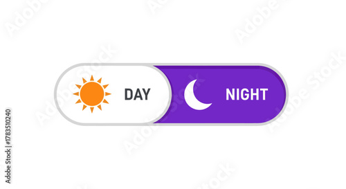 Day and night mode toggle switch with sun and moon icons.