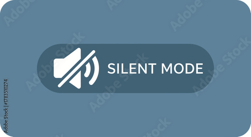 Silent mode button with a crossed-out speaker icon on a blue background.