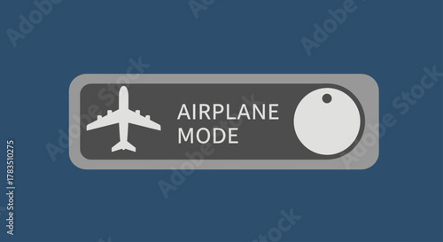 Airplane mode icon with a slider, indicating the feature's status, on a blue background.