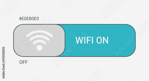 A visual representation of a WiFi toggle switch in the ON position, displaying the text "WIFI ON" and a WiFi symbol.