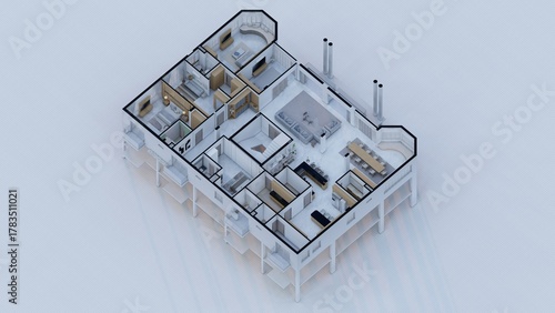 Premium Residential Interior Blueprint Spacious Modern Home Design Illustration