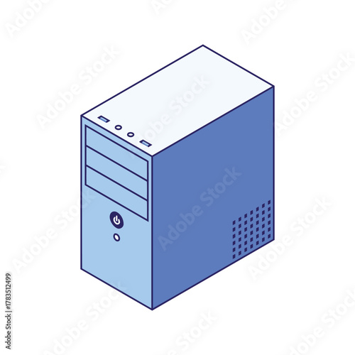 Isometric illustration of a desktop computer tower.