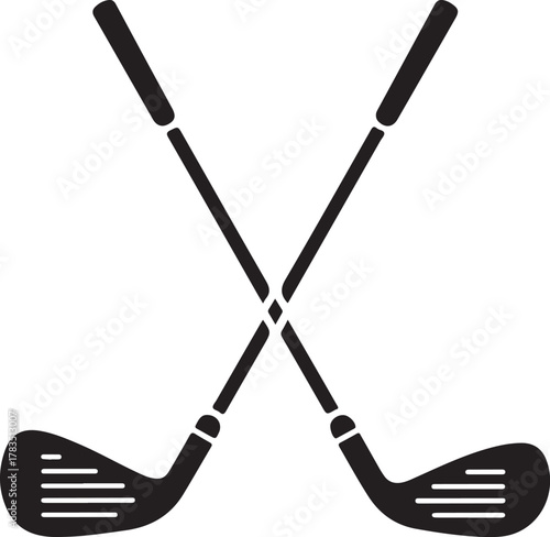 Pair of iron or wedge golf club flat vector icon for sports apps and websites