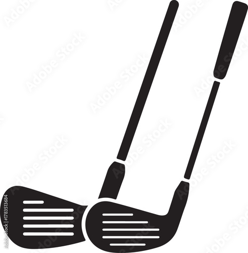 Pair of iron or wedge golf club flat vector icon for sports apps and websites