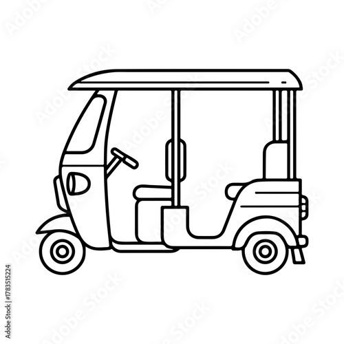 Ai Generative Auto Rickshaw Line Art Minimalist Tuk Tuk Illustration