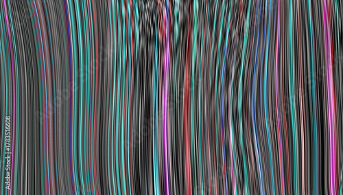 Neon screen wavy motion blur overlay – vibrant gradient streaks on black for tech & cyberpunk design . Fast-moving neon streaks in electric teal, hot pink, and vivid purple ripple across a deep black.