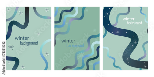 Print collection_of_abstract_winter_poster_of_vibrant_gradient_color_line_shapes_wave_unique_combination_Winter_holidays_background