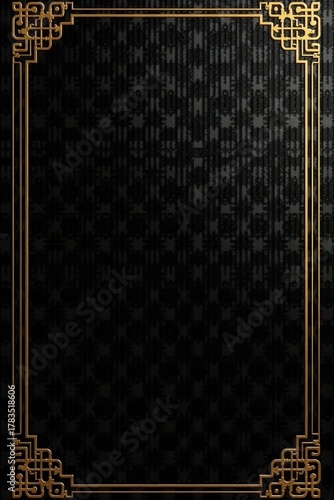 Black lacquer background with gold leaf detailing, geometric pattern , modern, pattern