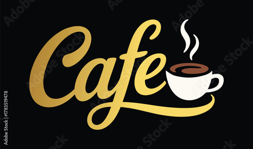 Cafe Logo Design Vector – Coffee Cup and Typography for Coffee Shop Branding. Restaurant and Coffeehouse Vector.