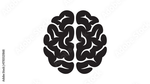 Brain vector icon minimalist flat design isolated on white background for medical or educational use