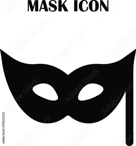 Minimal mask icon vector illustration, flat design symbol for privacy, disguise, or costume themes