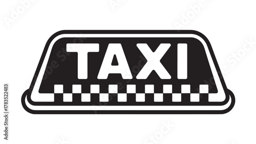 Taxi sign vector illustration black and white design isolated on white background for transportation and city service