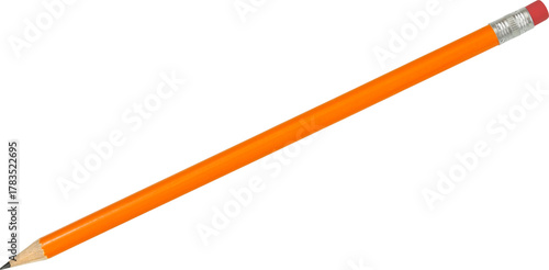 Orange pencil isolated on white background.