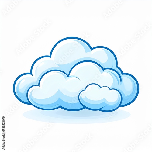 Cartoon Cloud with Blue Outline

