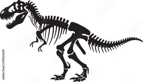 T rex dinosaur skeleton negative space silhouette illustration