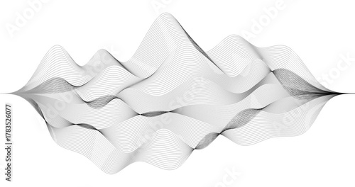 Audio Tracks Frequency Wave on white background Cyberspace grid Science technology