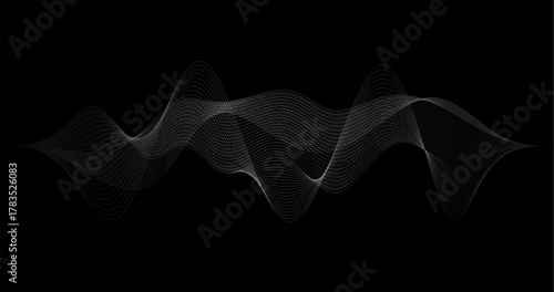 Radio Signal dynamic waves of Particles on Black Background