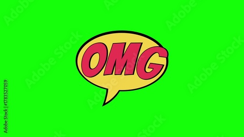 OMG Oh My God chat bubble bundle on green screen background