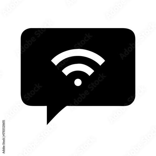 Speech bubble icon with Wi-Fi signal on transparent background