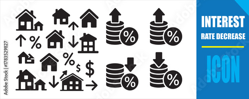 Interest Rate and Mortgage Finance Icons Set. Vector Illustration Eps 10