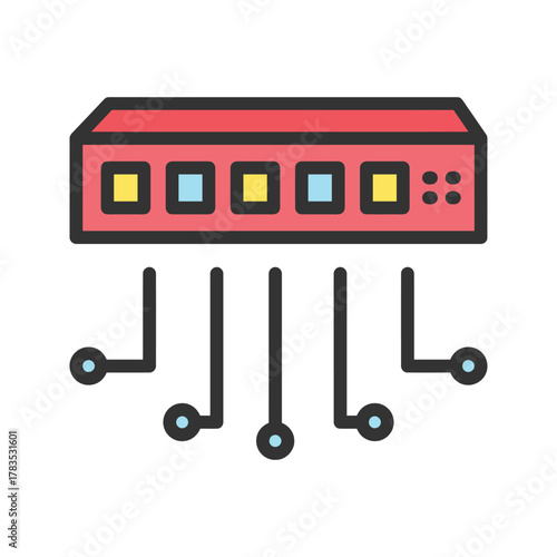Network Switch Device with Circuit Board Connections.